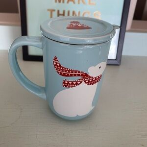 Retired Davids Tea Winter Mug Nordic Polar Bear Red Scarf Toque Icy Blue Lid